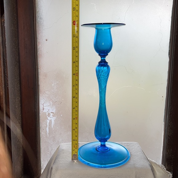 Sinclaire Colonia Blue Glass Candle Stick Holder - Picture 3 of 6